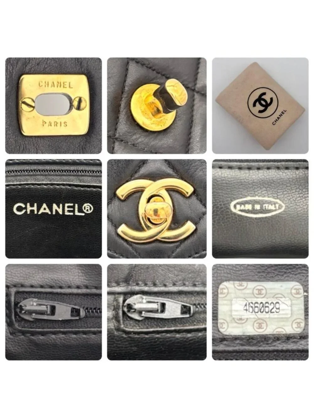 Chanel CC Logo Chain Shoulder Bag Black Lambskin